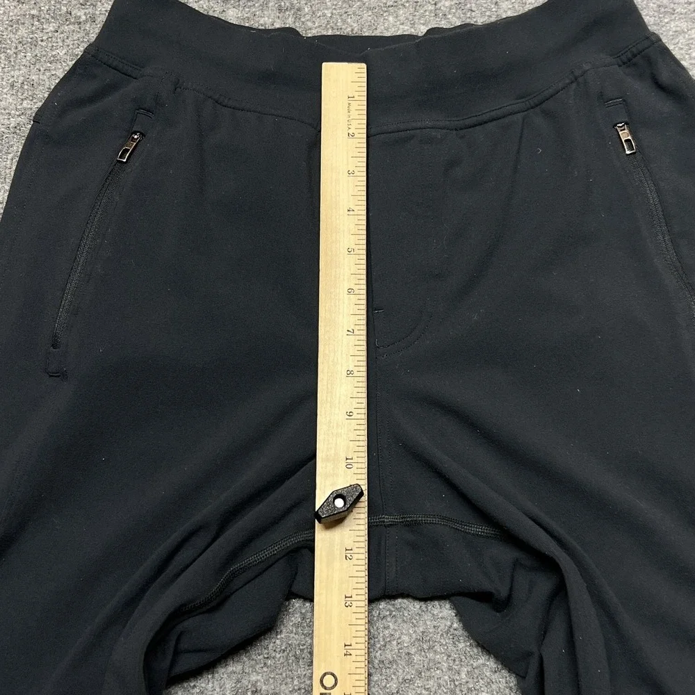 Lululemon Track Pants Mens M Black Jersey Nylon Elastic Waist Zip Pockets Gym